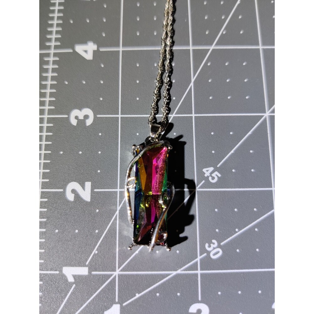 Rainbow Stone Tree Of Life Pendant Neckl
